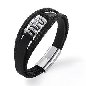 Bracelet en simili cuir, multi-rangs, motif ondulations, modèle Thomas - La Boutique du Bracelet