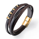 Bracelet en simili vegan, multi-rangs, modèle Maël - La Boutique du Bracelet