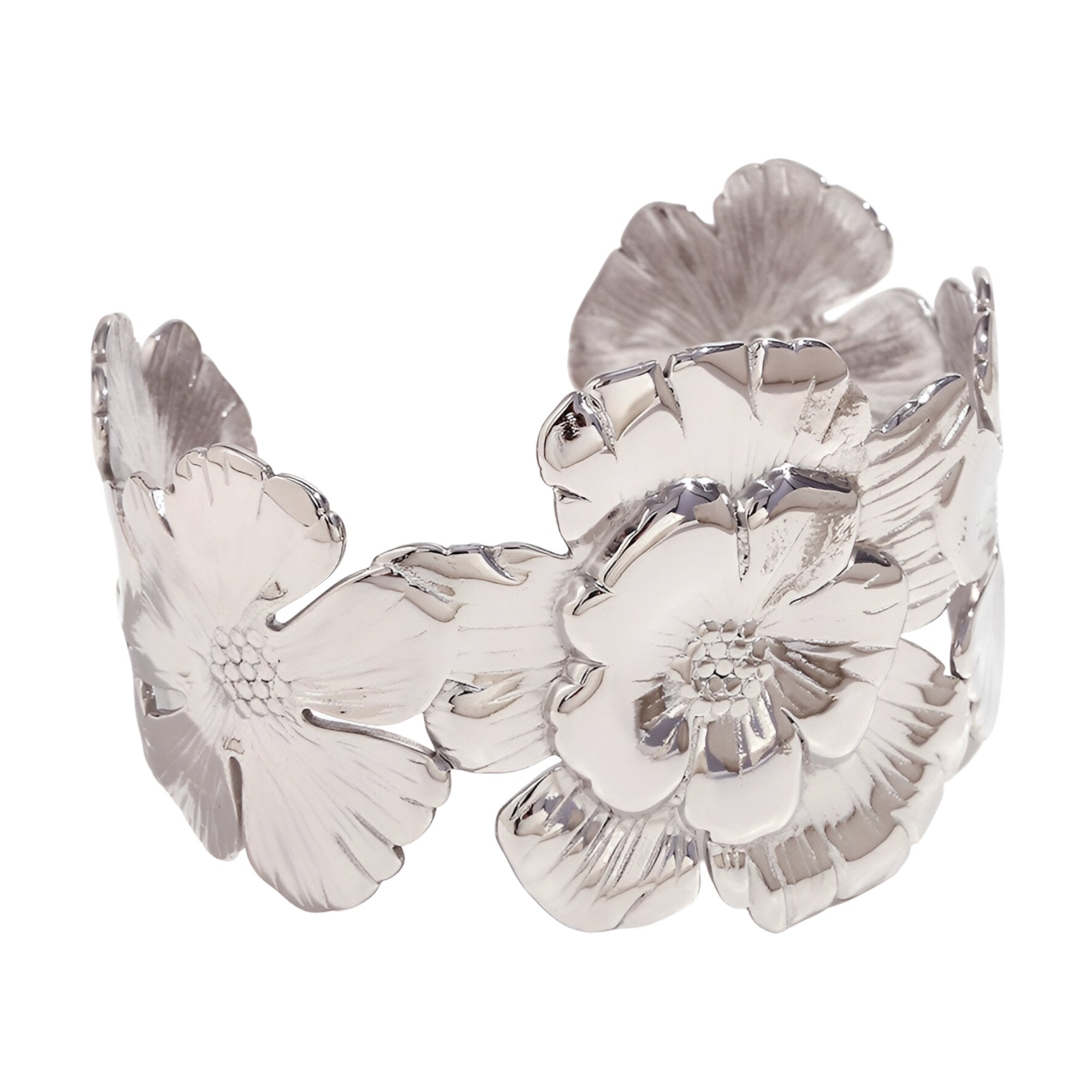 Bracelet manchette floral en acier inoxydable, modèle Vorian - La Boutique du Bracelet